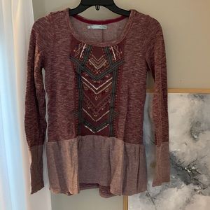 Maurices fit and flare beaded tribal sweater S